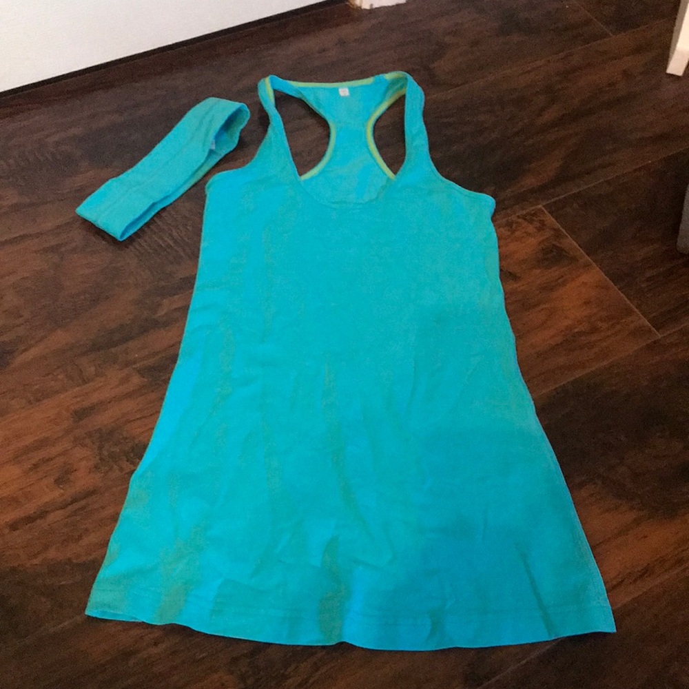 Blue lululemon tank and headband